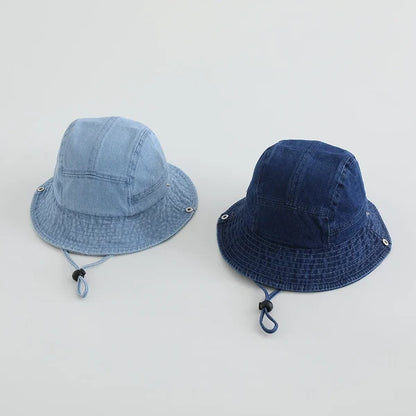 DENIMBUCKET – Stylish washed denim kids bucket hat with sun protection comfort
