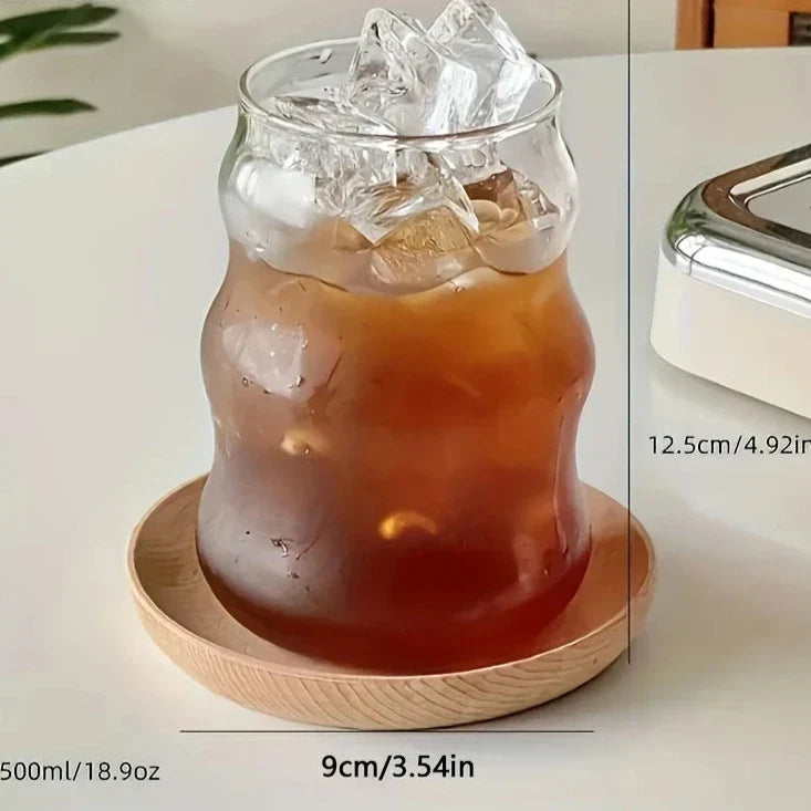 Textured Drinking Glasses Set of 4 Clear Heat-Safe Borosilicate 5 Inch Cups for Coffee Tea Juice Cocktails Water Kitchen Barware Home Entert