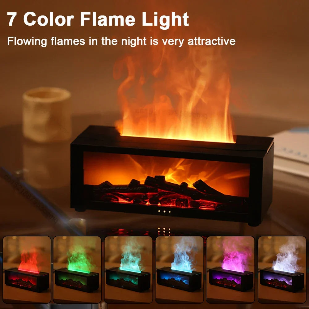 Ultrasonic Mist Diffuser with Flame-Effect LED Light and Remote Control for Desktop, Bedroom, and Office