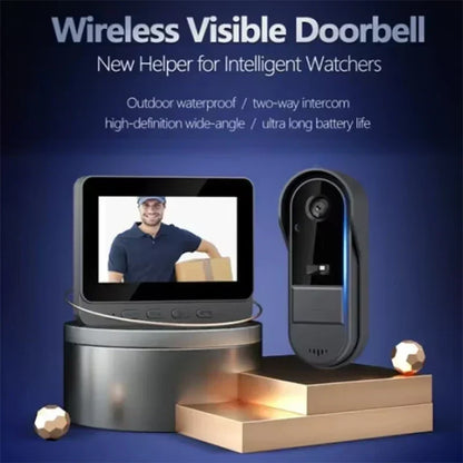 Visionneuse de porte vidéo intelligente avec audio bidirectionnel et vision nocturne – Écran 4,3", batterie rechargeable, conception résistante aux intempéries pour la sécurité de la porte d'entrée