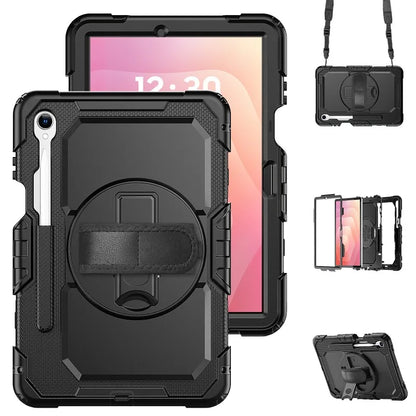 Heavy-Duty Tablet Case for Samsung Galaxy Tab S11–S7 with Rotating Hand Strap, Kickstand & Shoulder Strap