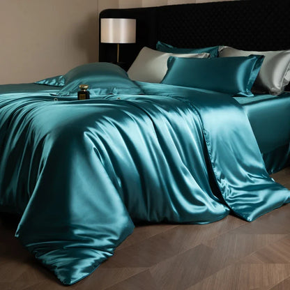 Luxury Silk Bed Sheets Set with Duvet Cover & Pillowcases | Soft, Breathable Bedding for Ultimate Comfort