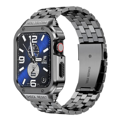Hardened Steel Wristband & Screen-Guard Housing for 49mm Apple Watch Ultra 1–4 – Precision-Fit Metal Armor System