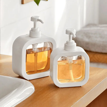 Dual Liquid Pump Bottle Set for Countertop Organization White Plastic Refillable Hand Wash Lotion Dish Liquid Dispenser for Kitchen Sink Bat
