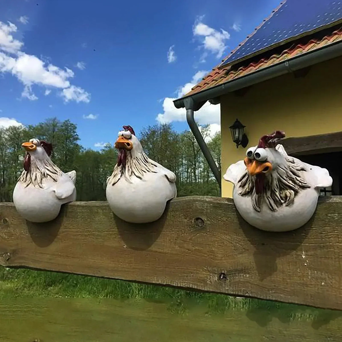 Ornement de coq en résine à suspendre sur clôture, 14 cm, décoration de jardin style ferme, sculpture de poule à suspendre, décoration murale pour patio, jardin et arrière-cour, accent rustique