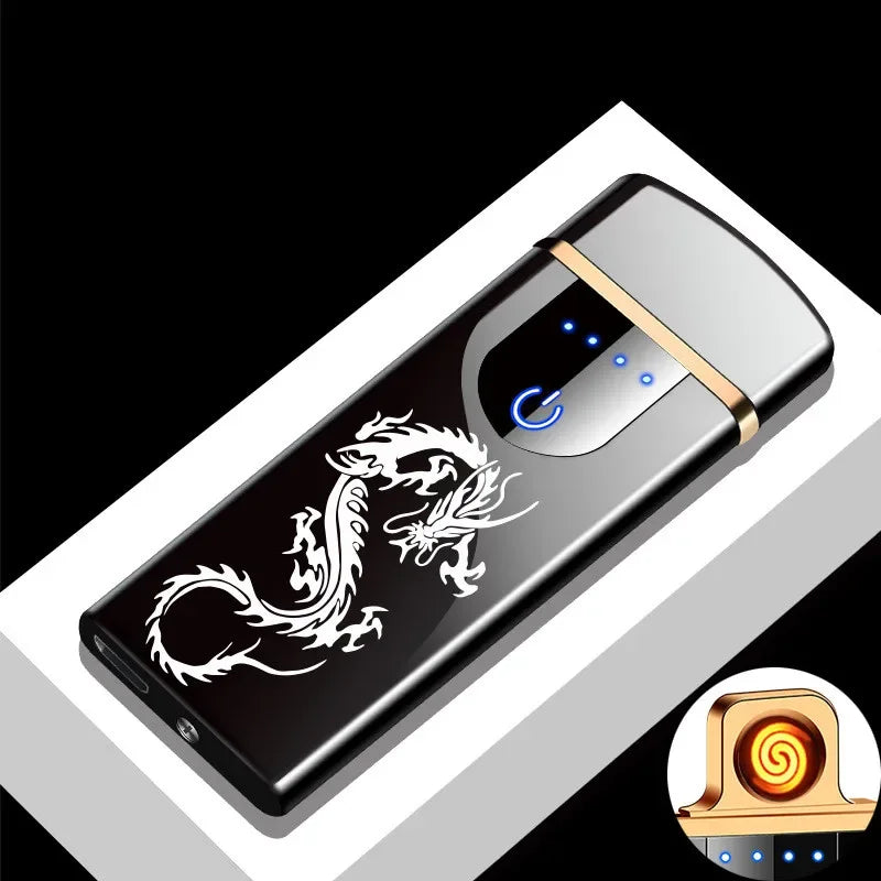 Rechargeable Dual-Arc Plasma Lighter with Touch Sensor & LED Display for Candles, Pipes & Outdoor Use