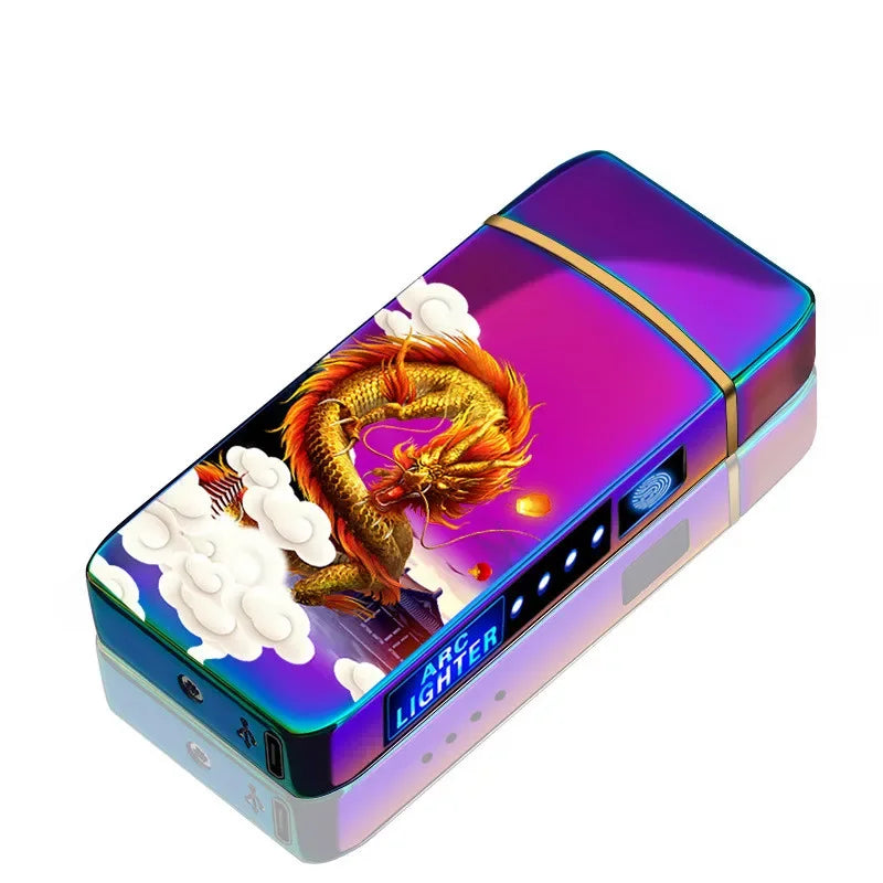 Rechargeable Dual-Arc Plasma Lighter with Touch Sensor & LED Display for Candles, Pipes & Outdoor Use