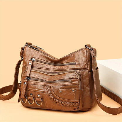 Retro-Inspired Shoulder Bag for Women – Faux Leather Crossbody Purse with Top Handle – Everyday Carryall with Interior Pockets – Classic