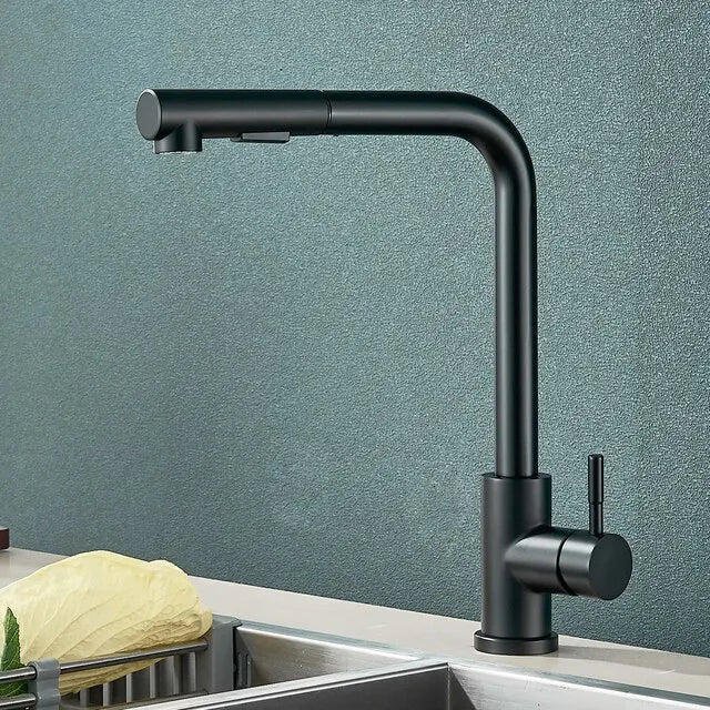 Pull-Down Kitchen Faucet with Dual Spray Modes – Single Handle Stainless Steel Sink Mixer for Hot & Cold Water, Modern Deck Mount Tap for