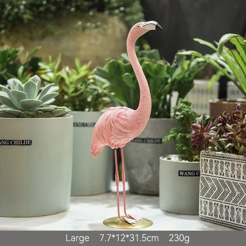 Resin Flamingo Figurine Modern Home Decor Sculpture for Shelf Display Living Room Accent Piece Office Desktop Tropical Bird Statue