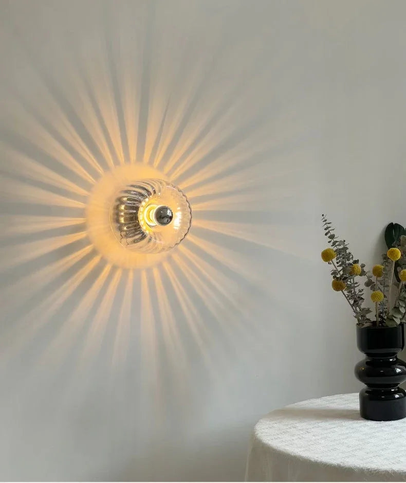 Sconce with Glass Globe 6.3 Inch Diameter Metal Accent Fixture for Bedrooms Hallways Staircases Reading Nooks Entryways Modern Interior Ambi