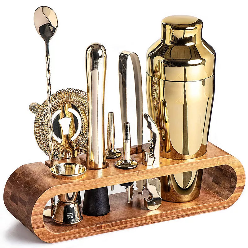 Stainless Steel Bartender Tool Kit 10-Piece Set with Shaker Jigger Strainer for Home Mixology Cocktail Station Bar Accessories Professional