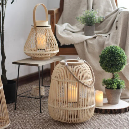 Lanterne tressée à piles avec bougie LED sans flamme pour terrasse, jardin, table, décoration suspendue, éclairage d'appoint sans fil intérieur et extérieur