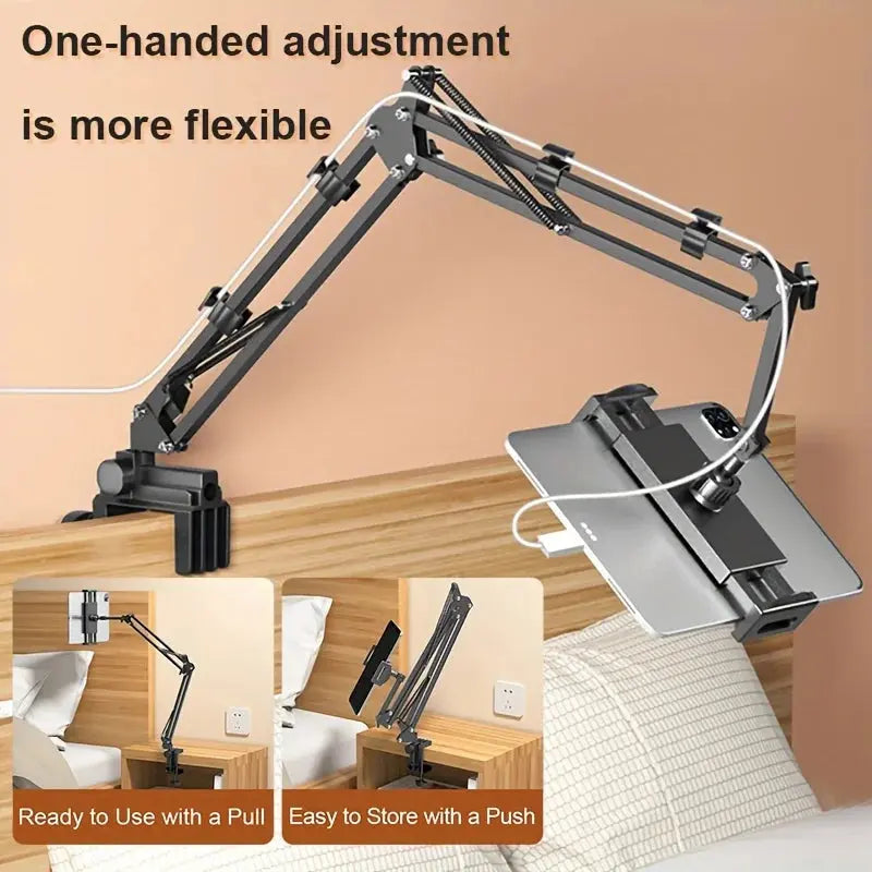Ortekor Adjustable Tablet Holder with Rotatable Arm & Sturdy Metal Base for Hands-Free Viewing
