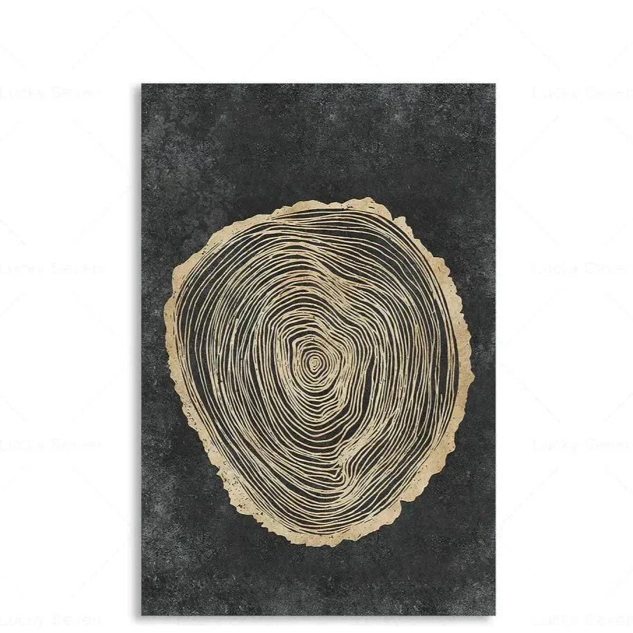 Abstract Tree Ring Wall Art Polyester Canvas 24x18 Inch Nature-Inspired Home Decor for Living Room Bedroom Office Rustic Organic Woodland De