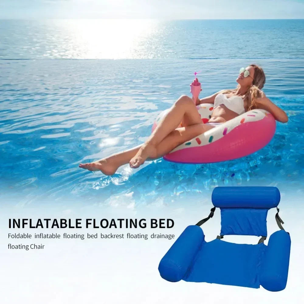 Inflatable Pool Lounger with Backrest – Floating Water Chair for Pool, Lake & Beach