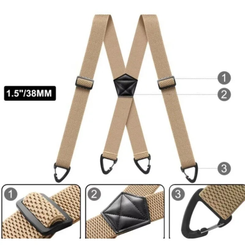 Adjustable Work Suspenders with Metal Clips – X-Back & Y-Back Designs for Men