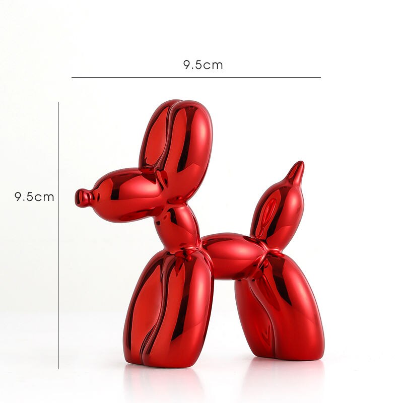 Metallic Resin Balloon Dog Sculpture for Shelf, Mantel & Tabletop Display in Modern Contemporary Living Rooms