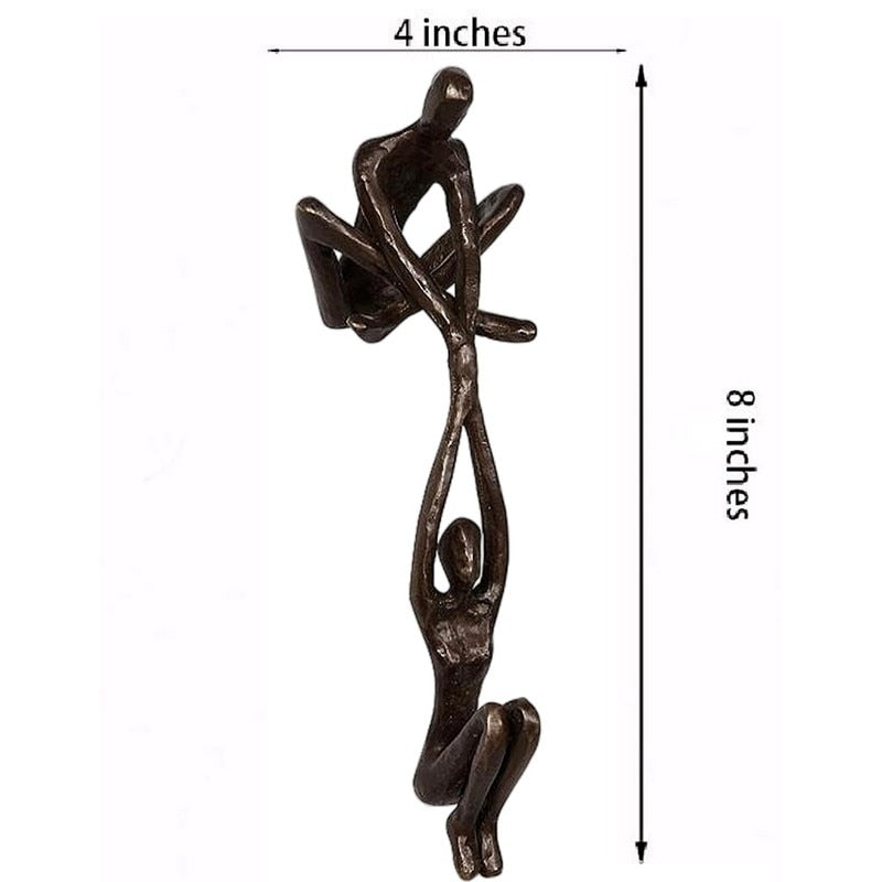Statuette abstraite en polystone noir, pièce décorative de table de 20 cm pour décoration d'intérieur contemporaine, étagère, chambre, bureau, sculpture artistique