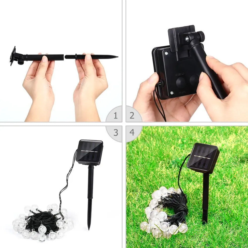 Solar-Powered Fairy Lights 30 Feet Automatic Dusk Sensor Waterproof LED Garden Décor for Patio Yard Pathway Landscaping Outdoor Illumination