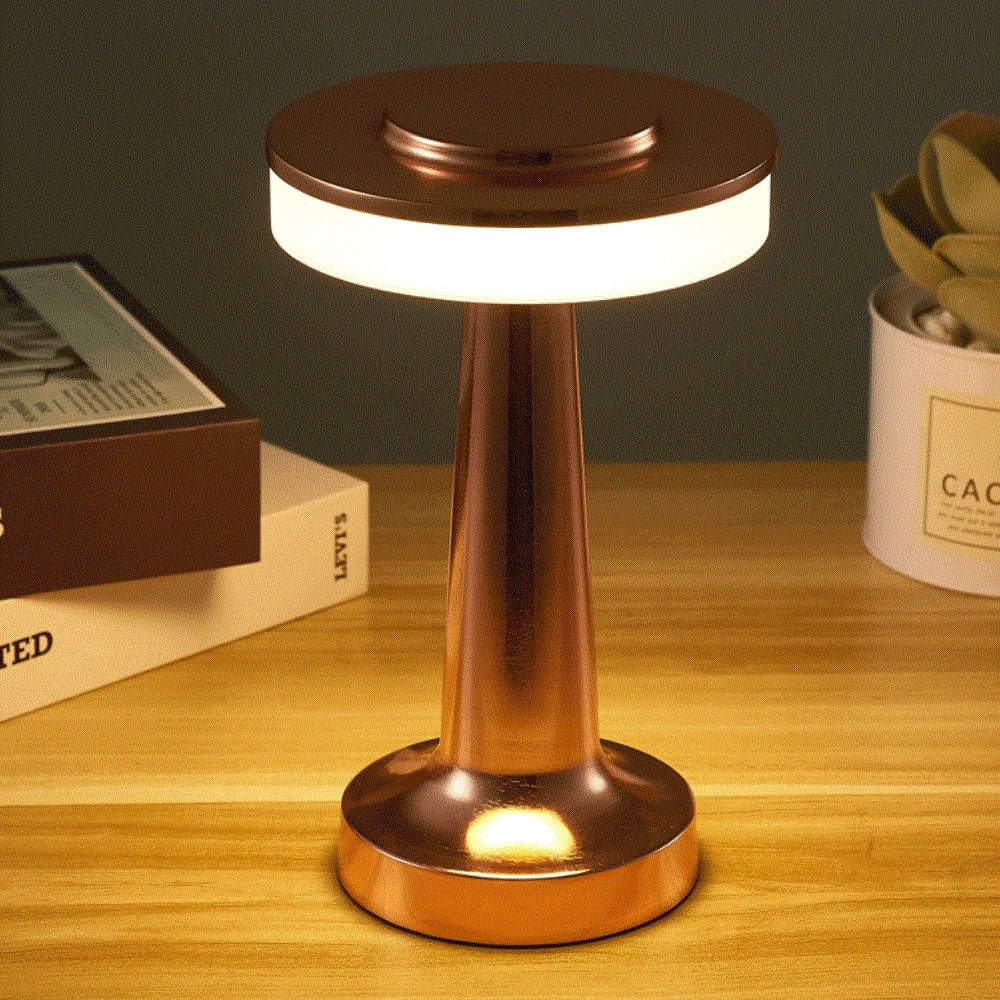 Rechargeable LED Desk Lamp with Touch Control & 3 Light Modes – Cordless Nightstand Light for Bedroom, Office & Living Room – Chrome Finish
