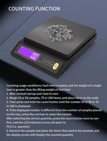 Balance de cuisine numérique étanche – Capacité de 5 kg / 1 g ou 10 kg / 1 g, balance culinaire rechargeable à écran LCD pour la préparation des repas, la pâtisserie et le contrôle des portions