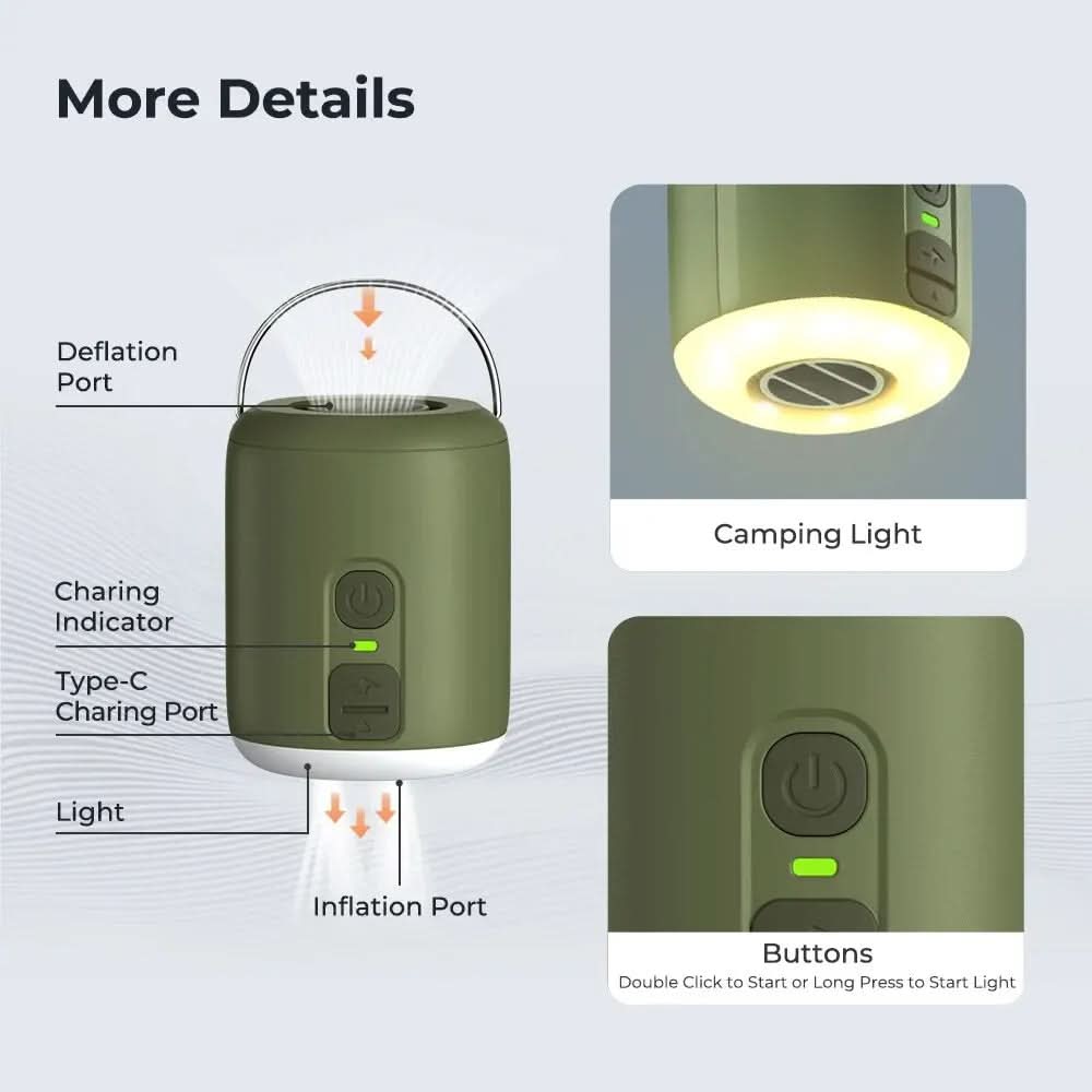 LANTERNAIR – Tiny Air Pump with Built-In Camping Light