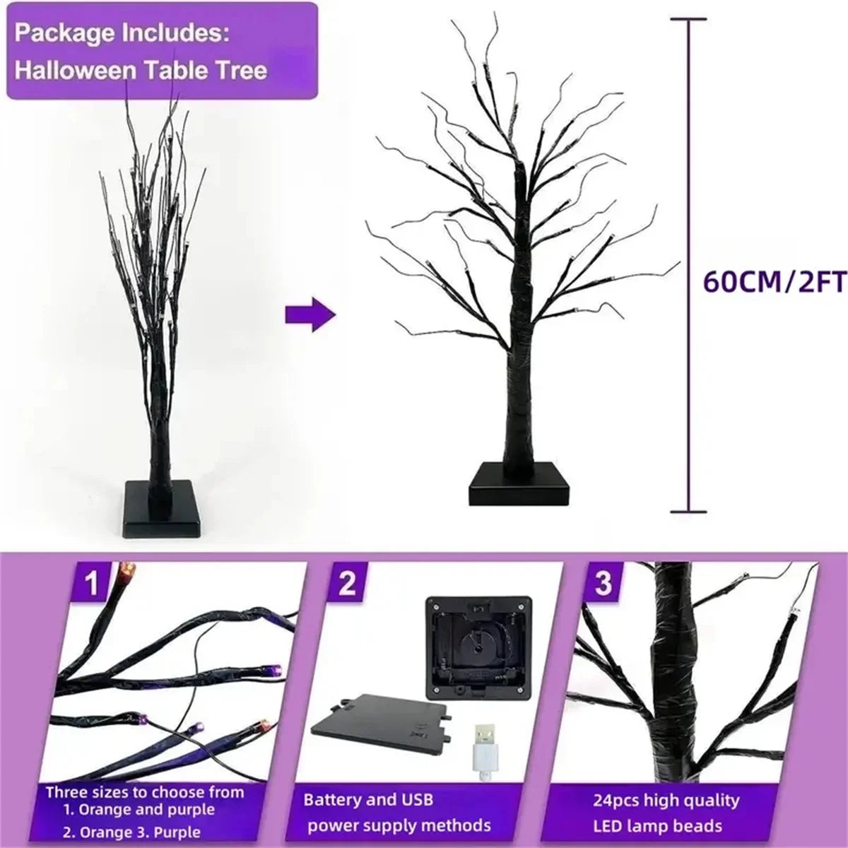 Spooky GlowTree™ - Halloween LED Birch Tree