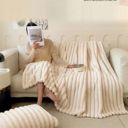 Luxurious Faux Rabbit Fur Throw Blanket | Soft & Warm for Cozy Comfort