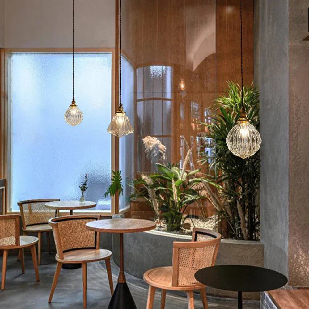 Glass Drop Pendant Light 6 in Clear Crystal Shade E27 Socket Kitchen Island Dining Table Overhead Fixture Scandinavian Minimalist Style for