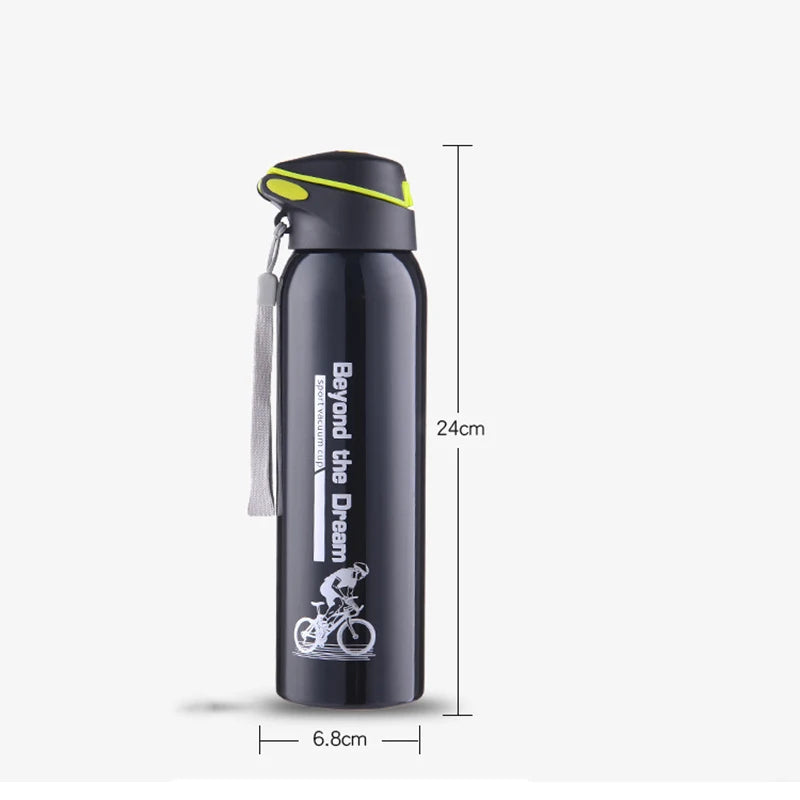 Insulated Stainless Steel Water Bottle with Sport Cap & Carry Loop – 17 oz Double Wall Bike Bottle for Cycling, Commuting & Outdoor Sports
