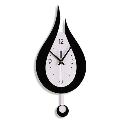 Silent Pendulum Wall Clock – Teardrop Acrylic Design for Living Room, Bedroom & Office