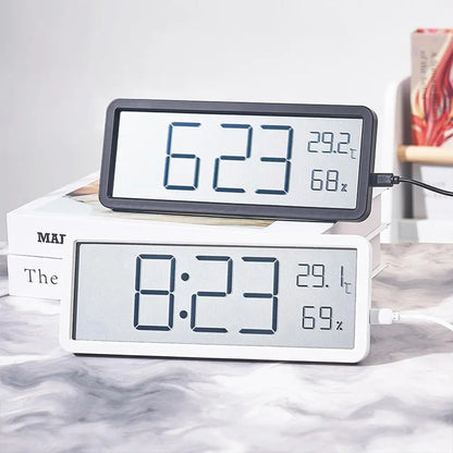 Horloge murale numérique LED avec affichage de la température et de l'humidité – Design moderne pour la maison et le bureau