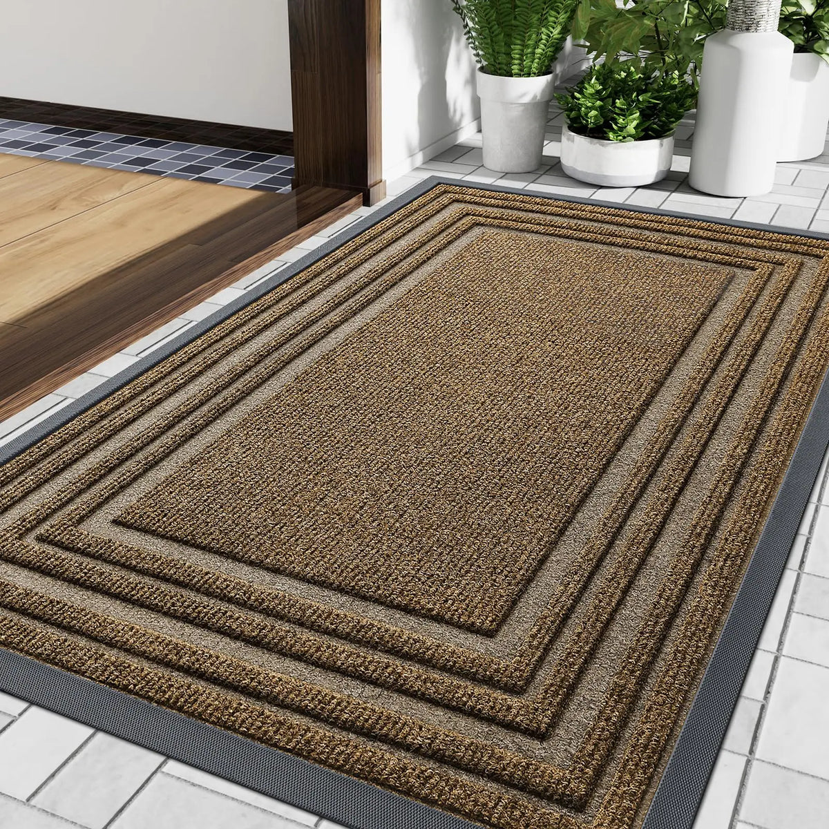 Slim Rubber-Backed Entrance Mat – Non-Slip Indoor Outdoor Doormat for Front Door, Porch & Hallway