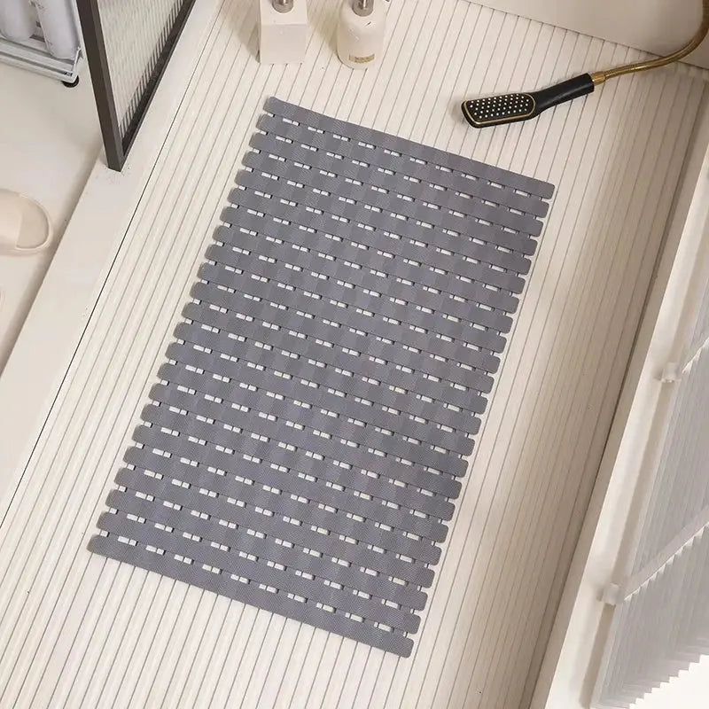 Textured Silicone Shower Mat with Suction Grip | Anti-Slip Bathroom Floor Cover for Tubs and Stalls | Drainage Design for Safety