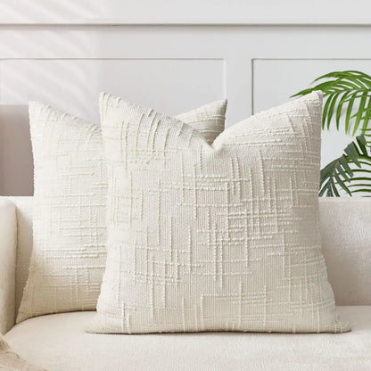 Plush Chenille Pillow Case 18 in Textured Bamboo Relief Pattern for Sofa Bed Living Room Bedroom Accent Home Décor Throw Cushion Slipcover