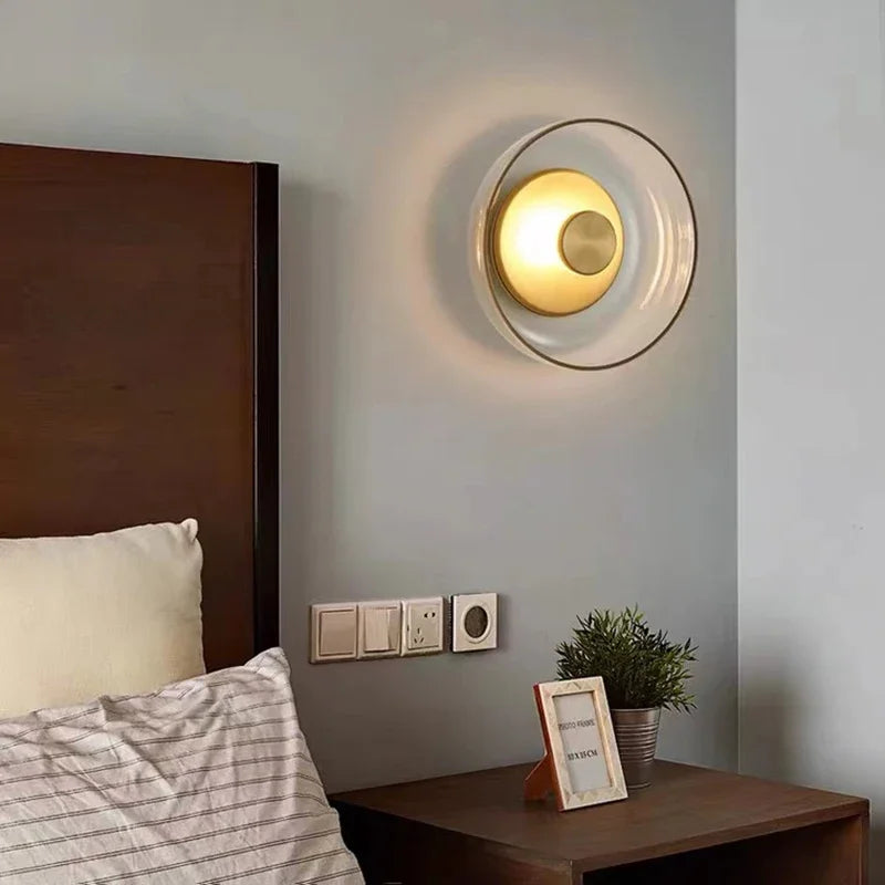 Contemporary Sconce with Domed Glass Shade – Iron Frame Wall-Mount Fixture for Bedrooms, Hallways & Living Spaces