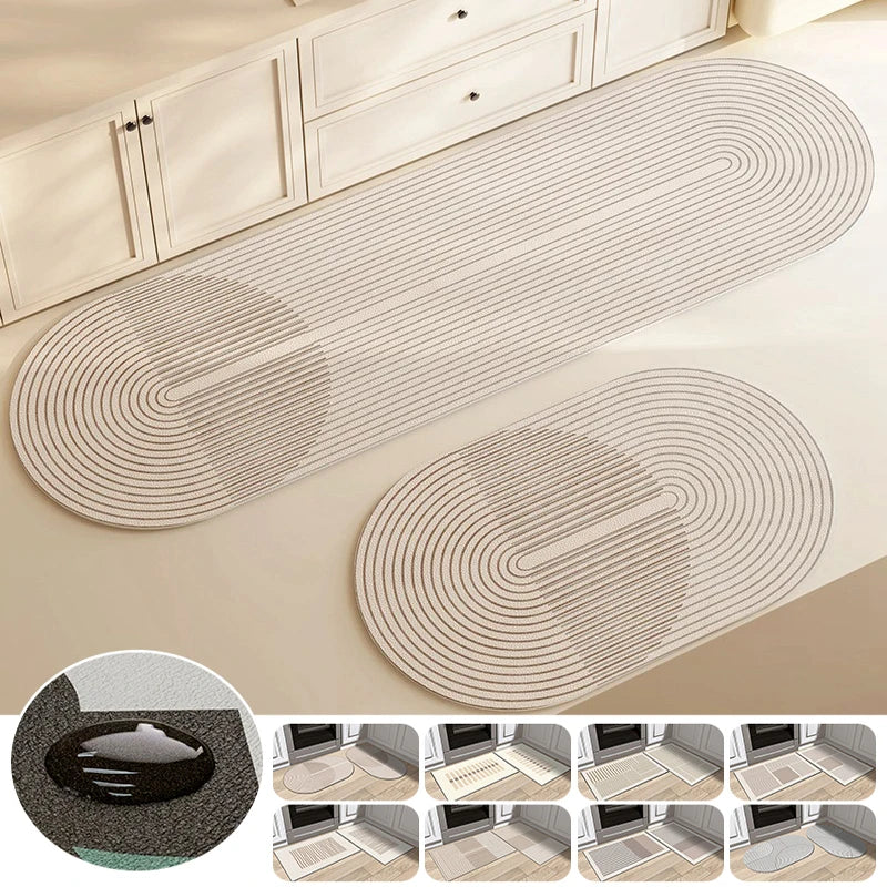 Tapis de bain pour sol de salle de bain, tapis de bain antidérapant en pierre avec envers en caoutchouc, tapis de bain absorbant en terre de diatomée pour cuisine