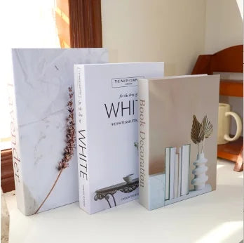 Hollow Cardboard Book Stack 3-Piece Display Set for Shelf Styling Coffee Table Accent Modern Home Interior Staging Props