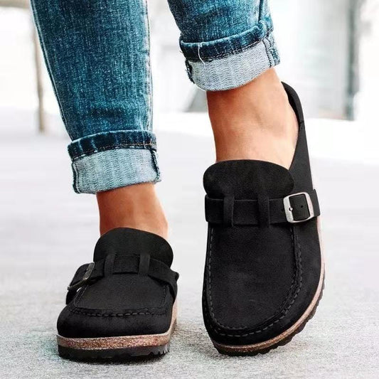 Sandales orthopédiques à enfiler pour femmes, aspect daim, boucle réglable, confort au quotidien, semelle de soutien pour la marche décontractée en été