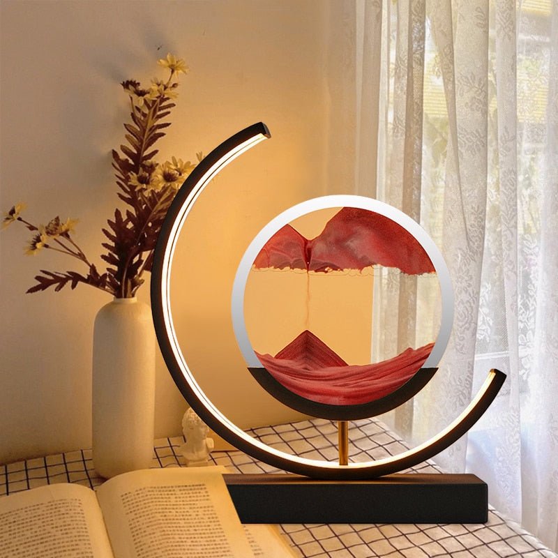 Kinetic Sand Motion Night Light with Rotating Landscape Display for Bedroom Nightstand and Living Room Ambiance