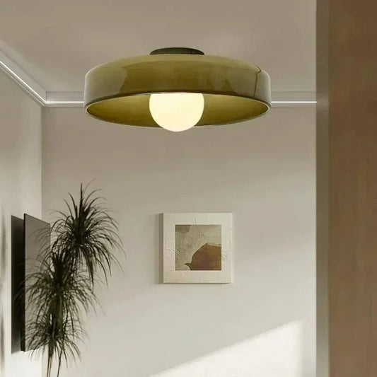 12-Inch Glass Flush Mount Ceiling Light LED Compatible for Kitchen Bedroom Living Room Minimalist Scandinavian Modern Home Lighting Fixture