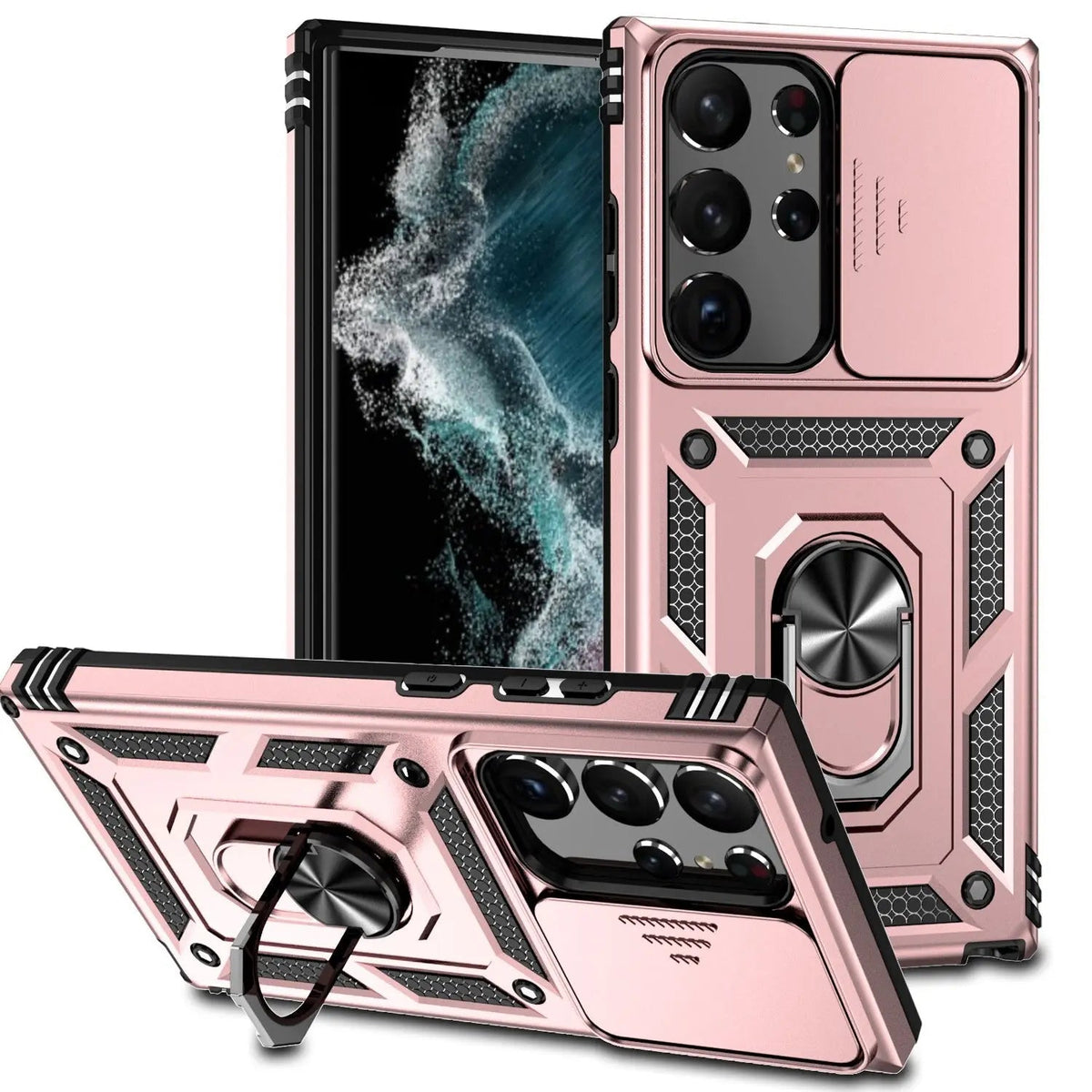 Protective Stand Case with Lens Guard for Samsung Galaxy S23 Series – Hands-Free Viewing & Drop Protection
