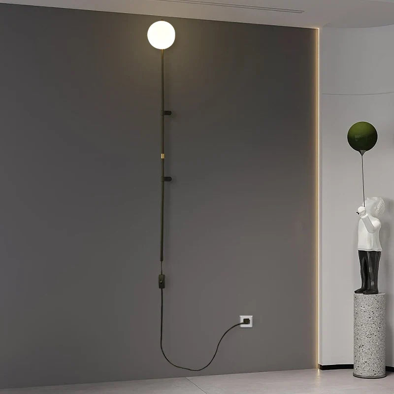 Plug-In Wall Sconce Light with Adjustable Arm for Bedroom Living Room Hallway Office Black White Modern Minimalist Reading Lamp Fixture Easy