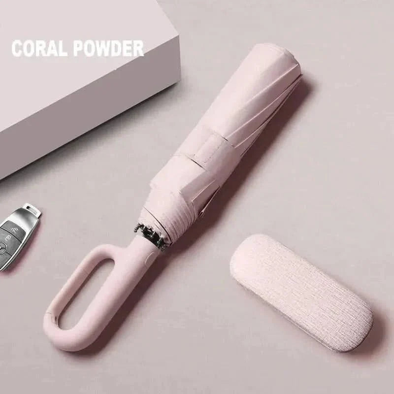 Automatic Open Close Umbrella Windproof 8-Rib UV Protection Compact Folding Travel