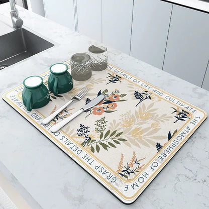 Microfiber Kitchen Mat Non-Slip Water Absorbent Runner for Sink Floor Stove Area Home 20x24 Inch Fast Dry Washable