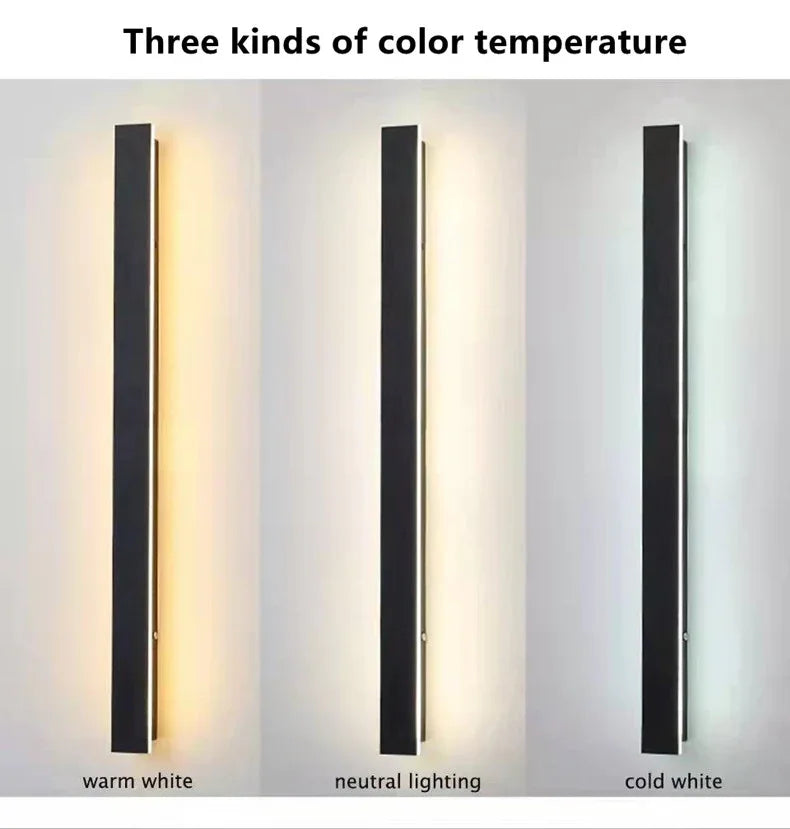 Vertical LED Sconce Metal Acrylic Waterproof Indoor Outdoor Fixture Adjustable Temperature Modern Exterior Interior Entryway Stairwell