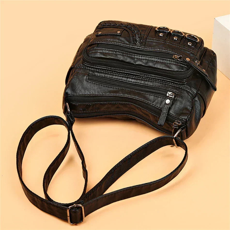 Retro-Inspired Shoulder Bag for Women – Faux Leather Crossbody Purse with Top Handle – Everyday Carryall with Interior Pockets – Classic