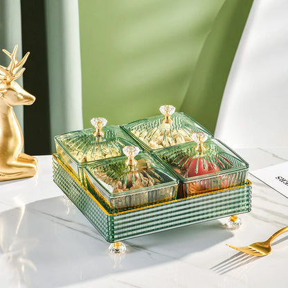 Plateau de service divisé avec compartiments pour apéritifs, bonbons, noix, fruits secs, fêtes de fin d'année, réceptions à domicile, plat polyvalent