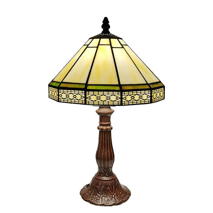 Handcrafted Art Glass Nightstand Lamp with Bronze Base – 8.7 in Shade, E27 Socket for Bedroom, Office & Living Room Accent